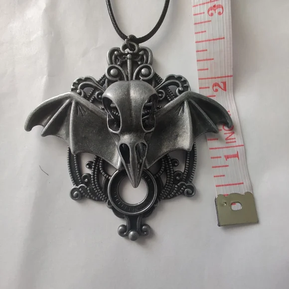 🆕 Handmade Plague Doctor Bat Pendant Necklace - Picture 4 of 5